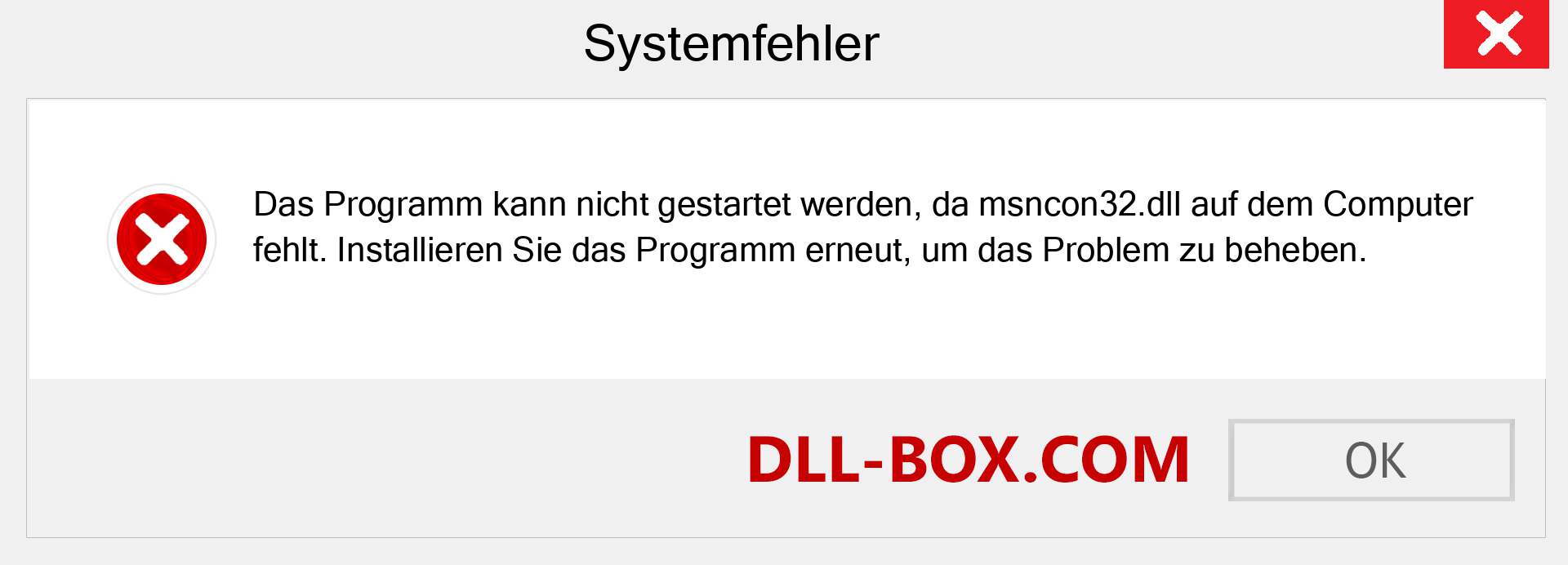 msncon32.dll-Datei fehlt?. Download für Windows 7, 8, 10 - Fix msncon32 dll Missing Error unter Windows, Fotos, Bildern